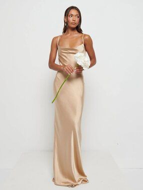 Pretty Lavish Keisha Maxi Bridesmaid Dress - Matte Bronze Size 4 US/8 UK